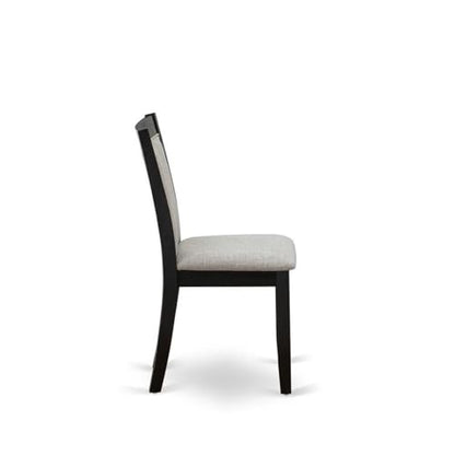 East West Furniture MZC6T06 Monza Parson Chairs - Shitake Linen Fabric Padded Dining Chairs, Set of 2, Wirebrushed Black - color: Mzc6t06