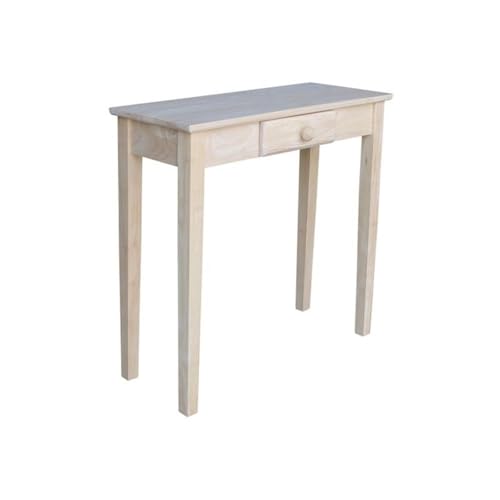 IC International Concepts, Rectangular Hall Table W/Drawer , Solid Real Wood, Sturdy Parawood, 30"W x 12"D x 29"H , DIY, Paint/Stain Ready, Unfinished
