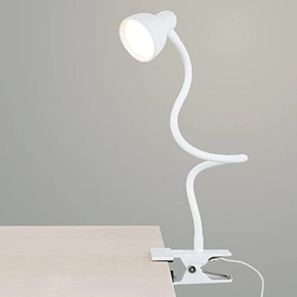LiFMIRA Clip on Lamp USB Reading Light, Desk Lamp with Clamp White | 3 Color Modes, 10 Dimmable Brightness Eye Care Clamp Lamp with Flexible Gooseneck for Reading in Bed Desk Headboard Computer - color: White