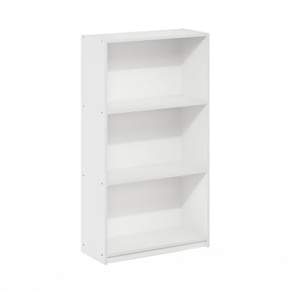 Furinno Basic Book Shelf, 3-Tier Modern Bookshelf, Bookcase with Open Shelves, 9.3 x 21.8 x 39.5, for Living Room, Bedroom, Home Office, White - color: White/White, size: 3-Tier