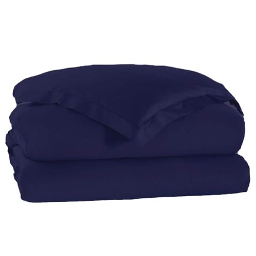 Charlotte 3 Piece Duvet Set - 100% Egyptian Cotton Breathable, Soft Duvet Cover Set with Zipper & Corner Ties Quilt Cover Sateen Weave Durable Duvet - Queen/Full (Navy Blue) - color: Navy, size: 3 Pc Duvet Set - Queen / Full