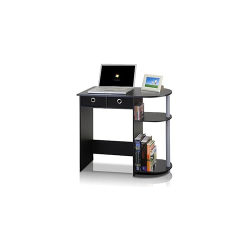 HomeStock Study Table 15.5D x 31.5W x 29.75H Inches Minimalist Compact Desk with Spacious Leg Room for Study or Work Setup Grey/Black - color: Grey Black
