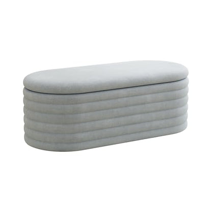 Storage Ottoman Bench 40 inch Upholstered Chenille Fabric Storage Bench for Bedroom End of Bed Stool Aesthetic Large Storag Ottoman for Living Room Entryway,Light Grey | Chenille Fabric Storage Ottoman, End of Bed Stool,Large Bench Hidden Storage,No Assem