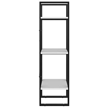 3-Tier Slim White Wood and Metal Frame Bookshelf | Compact 11.8 x 15.7 x 41.3 inch standing cabinet fits narrow spaces in living rooms and home offices. - color: White, size: Small