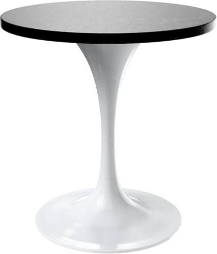 LeisureMod Verve Modern Round Dining Table,Tabletop with Pedestal Base, Contemporary Kitchen & Dining Room Table, Mid-Century Breakfast Nook Table (White Base, Black Marble) - color: Black Wood, size: 27 inch Wide