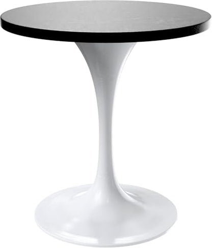 LeisureMod Verve Modern Round Dining Table,Tabletop with Pedestal Base, Contemporary Kitchen & Dining Room Table, Mid-Century Breakfast Nook Table (White Base, Black Marble) - color: Black Wood, size: 27 inch Wide