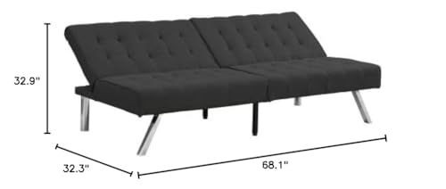 anwickjeff Futon Sofa Bed, Modern Convertible Armless Sleeper Couch Loveseat Sofa Sleeper Daybed for Studio, Apartment, Office, Small Space, Compact Living Room,68.1”x 32.9”x 32.3” (Black) - color: Black