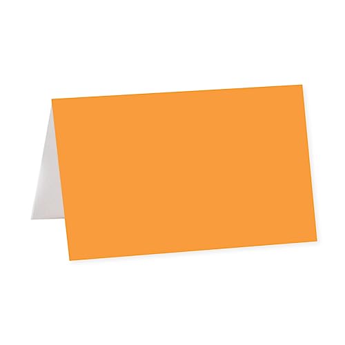 Andaz Press Table Tent Printable Place Cards, Orange 20-Pack, Seat Placement Cards Blank Place Cards For Table Settings Name Cards for Baby Bridal Wedding Shower, School Graduation Food Cards - color: Blank Orange