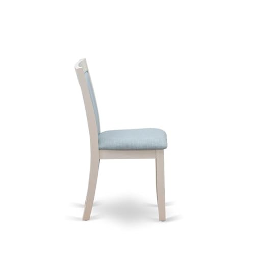East West Furniture MZC0T15 Monza Parsons Dining Chairs - Baby Blue Linen Fabric Padded Chairs, Set of 2, Wirebrushed Linen White - color: Mzc0t15