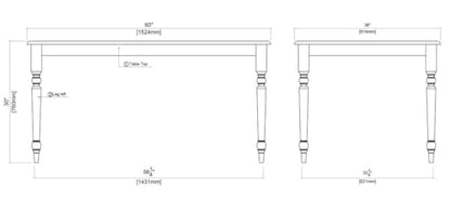 Boraam Farmhouse Table, White/Natural - color: Cream/Natural, size: 36 in. W x 60 in. D x 30 in. H