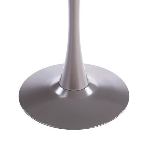 31.5" Grey Round Dining Table, Tulip Pedestal Dining Table for 2-4 | Small Space Dining Table with Grey MDF Round Top, Tulip Pedestal Base, Seats 2-4 for Apartments and Breakfast Nooks - color: Grey