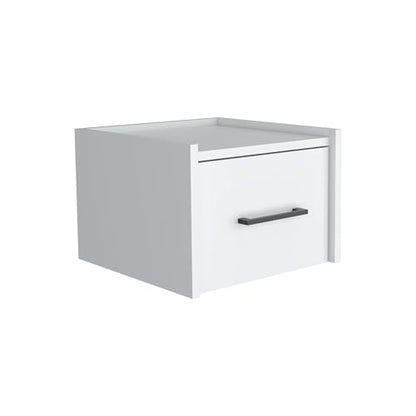 Tuhome Boa Floating Nightstand, Wall-Mounted Bedside Table with 1 Drawer, 13.8" W x 9.8" H Engineered Wood Small Night Stand for Bedroom, White - color: White