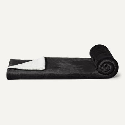 Amazon Basics Reversible Sherpa Throw Blanket, Warm, 50"x60", Black - color: Black, size: Throw (50"x60")