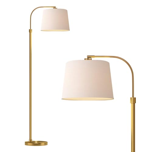 62" Gold Floor Lamp for Living Rooms Tall Arc Standing Lamps for Bedrooms Industrial Corner Nursery Girls Kid Vintage Mid-Century Modern Reading Light Office Antique Brass Shade Lantern - color: Gold