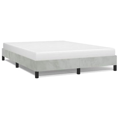 Full Size Velvet Platform Bed Frame, Low Profile Upholstered Mattress Foundation, Light Grey Modern Bedroom Furniture, No Box Spring Needed - color: Light Gray, size: Full & 9.8"