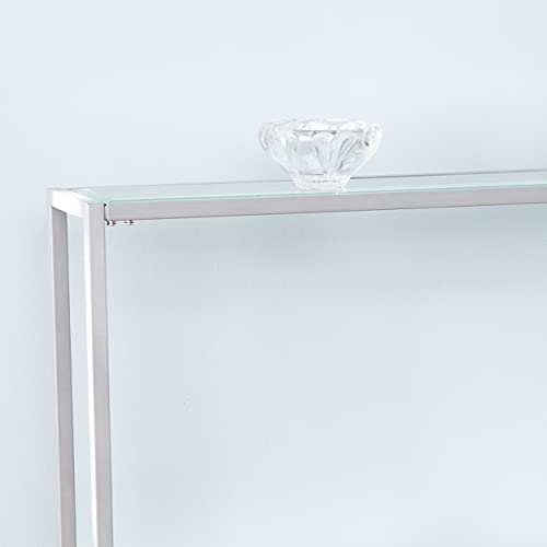 SEI Furniture - Bergen Narrow Console Table - Silver - Transitional Design, Metal and Glass - Ideal for Entryway, Living Room (CM3656) - color: Silver