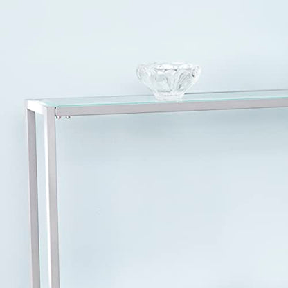 SEI Furniture - Bergen Narrow Console Table - Silver - Transitional Design, Metal and Glass - Ideal for Entryway, Living Room (CM3656) - color: Silver