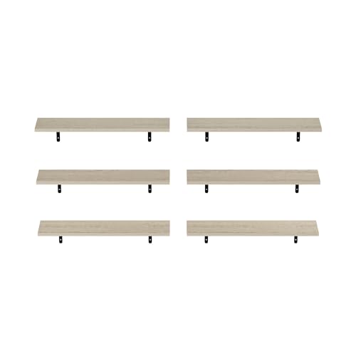 Furinno Rossi Floating Shelves for Wall Set of 6, 23-Inch Wall Shelf, Floating Shelf, Wall Mounted Shelves, for Bathroom, Bedroom, Living Room, Metropolitan Pine - color: Metropolitan Pine