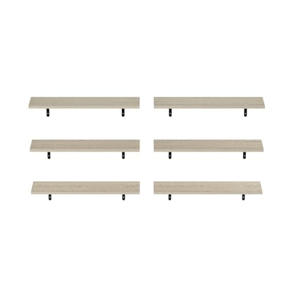 Furinno Rossi Floating Shelves for Wall Set of 6, 23-Inch Wall Shelf, Floating Shelf, Wall Mounted Shelves, for Bathroom, Bedroom, Living Room, Metropolitan Pine - color: Metropolitan Pine