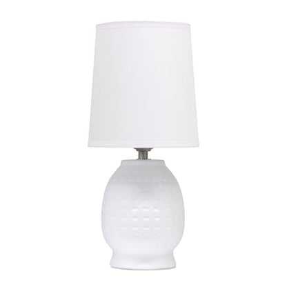Simple Designs LT1161-OFF 12.5" Chic Glow Petite Dimpled Ceramic Table Lamp, for Bedroom, Office, Living Room, Stylish Spaces, Off White - color: Off-White
