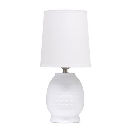 Simple Designs LT1161-OFF 12.5" Chic Glow Petite Dimpled Ceramic Table Lamp, for Bedroom, Office, Living Room, Stylish Spaces, Off White - color: Off-White