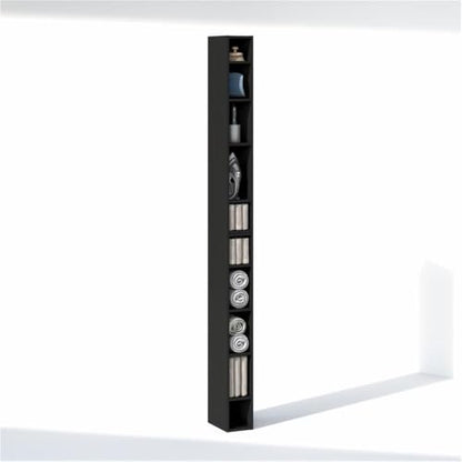 Pemberly Row 10-Tier Adjustable Closet Organizer, 6-Inch Slim Shelves, Blackwood Finish, Modular Stackable Units, Vertical Storage System for Shoes, Clothes, Accessories, 78.7-Inch Tall Closet