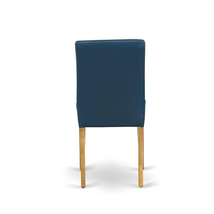 East West Furniture ABP4T55 Abbott Parson Kitchen Chairs - Oasis Blue Faux Leather Padded Dining Chairs, Set of 2, Oak - color: Abp4t55