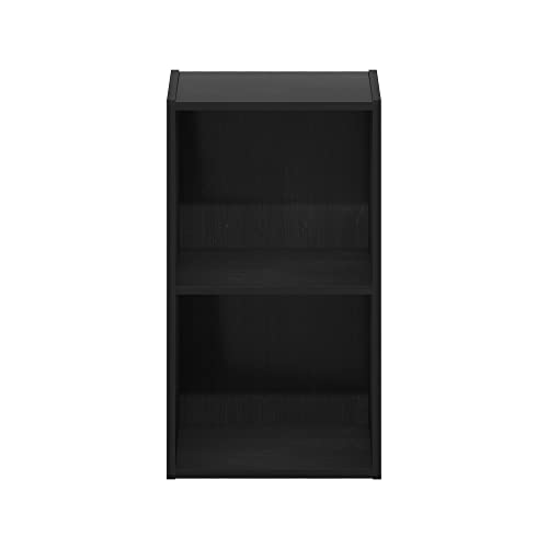 Furinno PASIR Book Shelf, 2-Tier Modern Bookshelf, Open Shelves Bookcase 9 x 12 x 21, Easy Assembly, for Living Room, Bedroom, Home Office, Blackwood - color: Blackwood, size: 2-Tier Cube