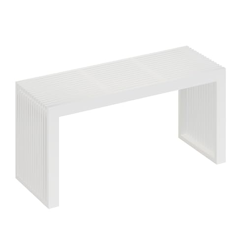 APRTAT Bamboo Dining Bench 35-Inch Indoor Wood Shoe Rack Bench for Entryway | Easy Assemble, Sturdy & Durable,Slatted Design,Versatile Everyday Seating,Living Room Hallway Bedroom Bathroom - color: White, size: Long