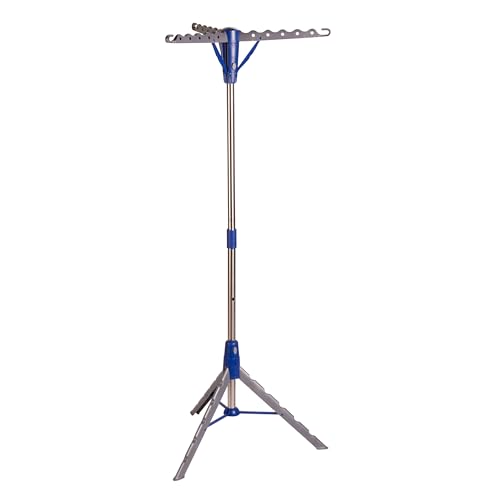 Honey-Can-Do 64-Inch Steel Tripod Clothes Drying Rack, Foldable Collapsible Laundry Stand with 3 Rotatable Arms, Holds 30 Hangers, Space-Saving Indoor Outdoor Air Dry Rack, Blue - style: 1 Tier