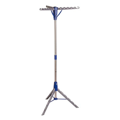 Honey-Can-Do 64-Inch Steel Tripod Clothes Drying Rack, Foldable Collapsible Laundry Stand with 3 Rotatable Arms, Holds 30 Hangers, Space-Saving Indoor Outdoor Air Dry Rack, Blue - style: 1 Tier