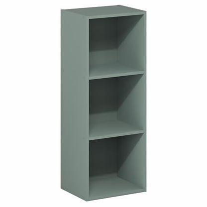 Furinno LUDER Book Shelf, 3-Cube Bookshelf, Bookcase with Open Shelves, 9.3 x 12 x 31.5, Easy Assembly, for Living Room, Bedroom, Home Office, Sage Green - color: Sage Green, size: 3-Tier Cube