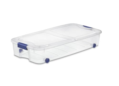 Under Bed Storage Bin 66 Quart, Clear Rolling Container with Wheels & Lid (1 Pack) - size: 1 Pack