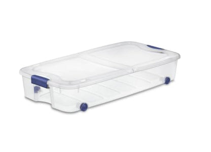 Under Bed Storage Bin 66 Quart, Clear Rolling Container with Wheels & Lid (1 Pack) - size: 1 Pack