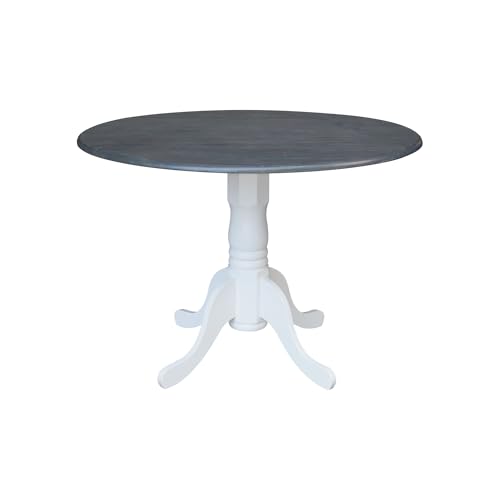 International Concepts Inch Dual 42 Drop Leaf Dining Table, White/Heather Gray - color: White/Heather Gray