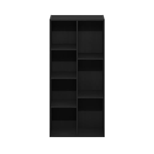 Furinno LUDER Book Shelf, 7-Cube Bookshelf, Bookcase with Open Shelves, 9.4 x 19.5 x 41.7, Easy Assembly, for Living Room, Bedroom, Home Office, Blackwood - color: Blackwood, size: 7-Cube