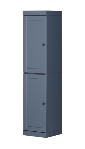 Solid Wood Kitchen Pantry - Narrow Storage Cabinet -Shaker Doors, Adjustable Shelves, Antique Blue, 16.5" Wide x 71.5" Tall, 100% Eco-Friendly Wood, Modular Cabinet - color: Antique Blue, style: Shaker Doors