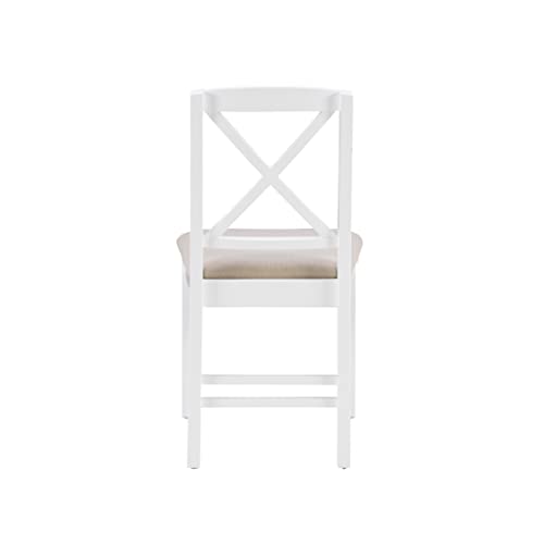 Torino Three Piece Drop Leaf Dining Set in White with Beige Upholstered Seats by Linon - color: White Set
