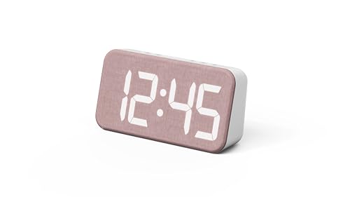 mooas Cosy Fabric LED Desk Clock, Digital Alarm Clock (Ash Pink) | USB Charging Port, 12/24H Mode, Temperature Display, Alarm & Snooze, Cozy Atmosphere, Non-Slip Silicone pad for Stability - color: Ash Pink