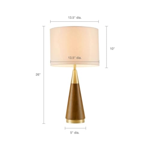 INK+IVY Chrislie Gold White Mid Century Modern Table Lamp , Contemporary Metal Wood Table Lamps for Bedrooms , 13.5"W X 13.5"D X 26"H , Gold / Brown