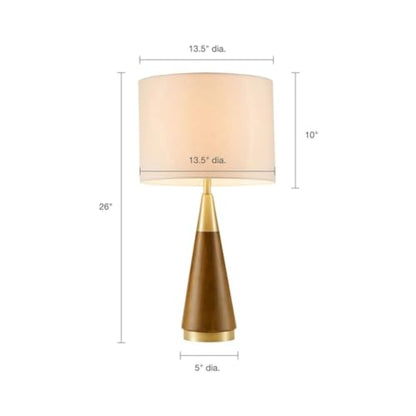 INK+IVY Chrislie Gold White Mid Century Modern Table Lamp , Contemporary Metal Wood Table Lamps for Bedrooms , 13.5"W X 13.5"D X 26"H , Gold / Brown