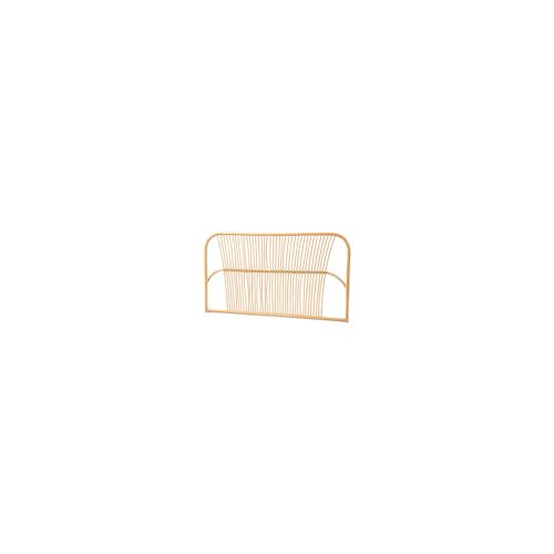 HomeStock Beachy Beauty Modern Bohemian Natural Brown Size Wall-Mount Headboard with Bamboo-Like Embellishments Handmade Fully Assembled Natural Rattan