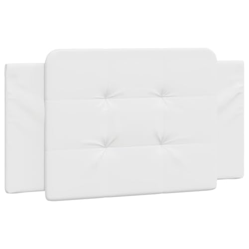 Wall Mounted Headboard Cushion, White Faux Leather Bed Backrest for Reading, Detachable Upholstered Headboard Pad, 39.4 in Length for Bedroom Decor