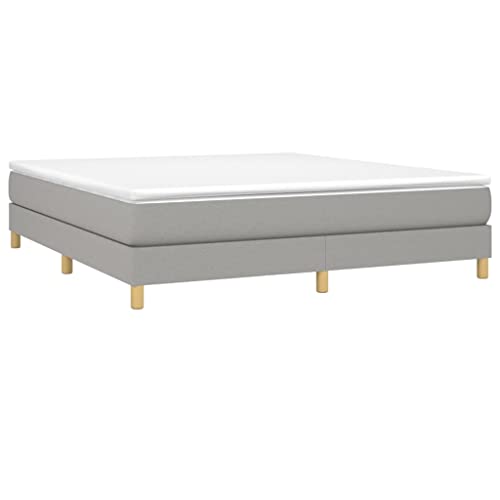 King Size Bed Frame Upholstered Platform Bed, Modern Light Grey Fabric Bed Base, Sturdy Engineered Wood Construction with Support Legs, Easy Assembly - size: King
