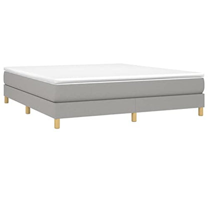 King Size Bed Frame Upholstered Platform Bed, Modern Light Grey Fabric Bed Base, Sturdy Engineered Wood Construction with Support Legs, Easy Assembly - size: King
