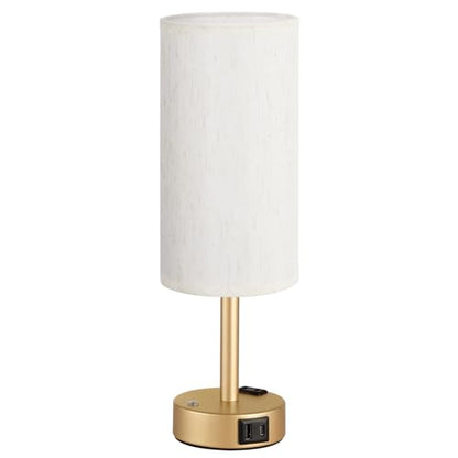 Gold Touch Bedside Lamp for Bedroom, Stepless Dimmable, USB A+C, AC Outlet | Base Touch Button Only, Memory Brightness, Ultra-dim Night Light, Included Bulb for Optimal Dimming, Cream Fabric Shade, Desk - color: Beige & Gold