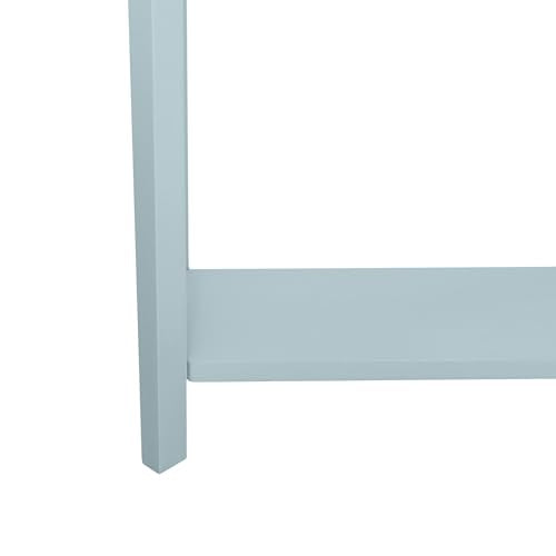 Marnie Blue Narrow Console Table for Entryway with Drawer | 23.75-inch slim hallway table with lower shelf, powder blue and natural wood finish, coastal furniture for small spaces - color: Powder Blue