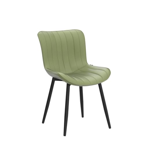 YOUNUOKE Dining Chairs Set of 2 Mid-Century Modern Kitchen Chair Green | Faux leather upholstered with Back, fits dining living waiting room guest reception. Waterproof easy to clean assemble, 300lb - color: Olive Green
