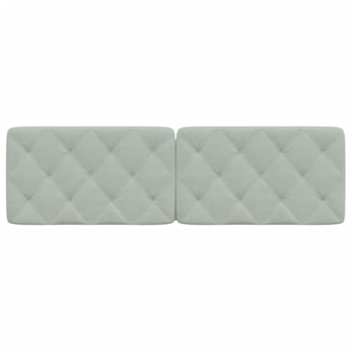 Wall Mounted Headboard Cushion, 61 Inch Velvet Upholstered Bed Backrest with Geometric Pattern, Soft Grey Reading Pillow for Bedroom Decor, Easy Assembly - size: 59.8 in