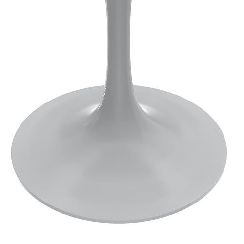 LeisureMod Verve Mid-Century Modern 27 Inch Round Dining Table, MDF Wood Tabletop with White Steel Pedestal Base, Contemporary Kitchen & Dining Room, Small Space Breakfast Table, Light Natural Wood - color: Light Natural Wood, size: 27 inch Wide